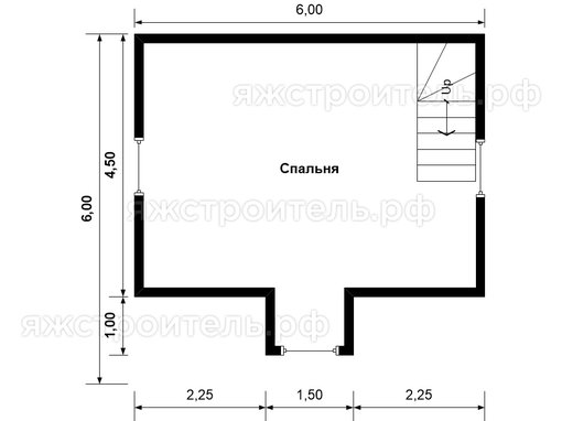 ДК-21 - каркасный дом 6х6 - планировка 2 этажа